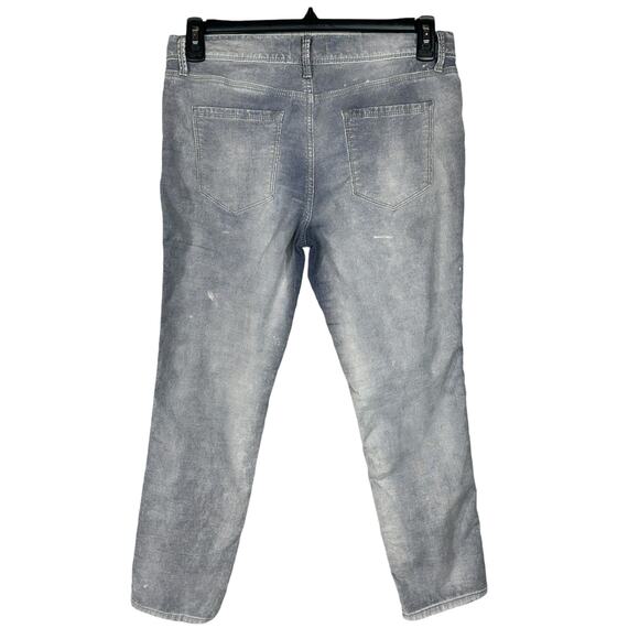 Free People SZ 29 Cropped Corduroy Pants Mid-Rise Zip-Fly Pockets Gray Washed - Picture 4 of 9